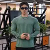 Novas Estações Primavera e Outono Veludo Alemão Quente Cor Sólida Casual Retalhado Tops Fitness Muscular Esportes Corrida Muscular Mangas Longas