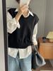 Chaleco de Punto Apilado con Cuello en V Estilo Mori Japonés para Mujer Talla L Chaleco Suéter sin Mangas Laminado a Juego Sencillo Suave y Ceroso para Mujer
