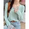 Top básico de malha com borda enrolada para mulheres, novo estilo outono/inverno, camada interna de veludo térmico peludo, top tipo suéter pulôver, primavera
