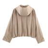 Otoño e Invierno 2025 Nueva Chaqueta con Capucha de Efecto Textura Gamuza Transfronteriza Europea y Americana para Mujer W021 82712