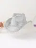Sombrero de Vaquero Occidental Negro con Flecos de Pedrería de Alta Venta Transfronteriza Estilo Chica Popular Europea y Americana Sombrero para Fiesta y Escenario