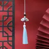 Leque Pintado à Tinta Estilo Antigo com Borlas, Acessórios Feitos à Mão, Borlas de Poliéster, Pingentes Decorativos, Atacado do Fabricante