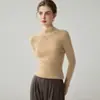 Chegada Nova 2026 100% Caxemira Feminino Gola Meia-Alta Slim Fit Suéter Camada Base Puro Caxemira Suéter Base Outono Inverno