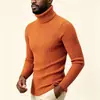 Suéter masculino de gola alta em tricô trançado, suéter slim fit, camisa de base, malha masculina de gola alta e manga longa