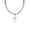 Collar de Cruz Estrella de Diamante de Diseño Nicho de Alta Gama para Hombre, Cadena Clavicular con Costura Francesa, Accesorios para Pareja para Mujer