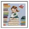Pinturas Decorativas para Quarto Infantil para Meninos e Meninas Que Amam Ler, Arte de Parede para Quartos e Salas de Estudo, Pinturas de Classe de Interesse Cartoon para Jardim de Infância