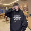 Sudadera con capucha de moda estilo americano para otoño e invierno, juvenil, unisex, top casual holgado, chaqueta de telaraña