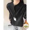 Sudadera estilo americano con cuello Henry para hombre, otoño/invierno 2025, polo de alta gama, camiseta de manga larga, top base para mujer