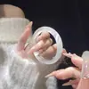 Pulsera de Cristal Blanco Moonlight Hielo Tipo Ojo de Gato Rosa Claro de Gama Alta para Mujer, Calcedonia Azul Hielo Estilo Chino, Nuevo Estilo Chino