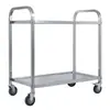 Carrito de entrega de snacks para hotel Carrito cuadrado para bebidas Carrito para pasteles de acero inoxidable Carrito de trabajo de doble capa para ropa y bebidas