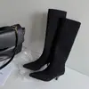 Botas Altas de Moda Sencilla y con Temperamento de Nicho de 5.5cm 2026 Otoño/Invierno Nueva Llegada Botas de Moda de Punta Fina Tacón de Aguja Hasta la Rodilla