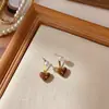 Pendientes de Chica de Hardware Femeninos Franceses Vintage Marrones Simples de Moda Pendientes Maillard para Mujeres