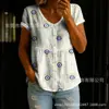 Camisa de Manga Corta con Botones y Estampado de Nuevo Estilo Transfronteriza para Mujer, Elegante y con Estilo para el Trabajo y el Ocio