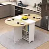 Mesa de comedor plegable para el hogar, apartamento pequeño, simple, multifuncional, móvil con ruedas, apartamento de alquiler, rectangular, mesa de comedor pequeña