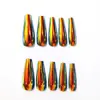 Nuevas Uñas Postizas para Manicura Transfronterizas de Comercio Exterior de 24 Piezas Estilo Europeo y Americano Sexy Moda Gama Alta Galvanizadas Largas Estilo Ballet para Usar al Instante Venta al Por Mayor