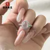 Anillo de Cabujón de Jade Blanco Lunar Espuma de Agua Tipo Hielo de Alta Calidad, Banda de Anillo de Nuevo Estilo Chino con un Toque de Lujo, Forma de Calabaza Transparente como el Hielo, Modelo para Mujer, Adecuado para Regalo