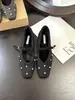 Estilo de lujo ligero, zapatos Mary Jane cuadrados con adornos de pedrería para mujer, nueva colección otoño/invierno 2025, forrados de gamuza, con tacón oculto para mayor altura, y planos forrados de felpa