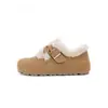 Sapatos de Algodão Birkenstock com Solado Grosso para Mulheres 2025 Novo Outono e Inverno Sapatos de Algodão Feijão Espessados com Forro de Lã Botas de Neve Espessadas para Uma Perna Quentes