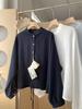 Camisa Ligera de Lino Lyocell Tencel 2025 Protección Solar Silueta Cintura con Cordón Cuello Mao Pequeño Color Sólido Mujer