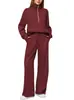 Conjunto de Duas Peças Feminino Europeu e Americano Moletom Oversized com Meio Zíper Calça Jogger de Cintura Alta Conjunto Casual