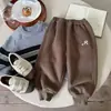Pantalones de Chándal de Forro Polar de Invierno Kino Ropa Infantil de Niños Ropa para Niños Estilo Coreano para Niños Gruesos Cálidos Casuales Largos