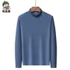 Suéter Térmico Masculino Meia-Gola Outono/Inverno De Veludo Jovem e de Meia-Idade Tendência Camiseta de Manga Longa Base Camiseta