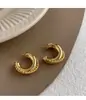 Pendientes de Oro de Doble Capa Retorcidos en Forma de C de Gama Alta, Exquisitos, Modernos, Versátiles, de Moda, Sencillos, Pendientes de Diseño de Nicho al por Mayor