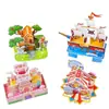 Puzzle 3D Estéreo Infantil Casa Bloques de Construcción Puzzle DIY Hecho a Mano Casa Pequeña Juguete Educativo Regalo Estudiante Día Nacional