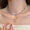 Collar apilado de piedra natural azul fresca, diseño de nicho de lujo ligero, cadena de clavícula sencilla y combinable de alta gama, accesorios para mujer