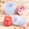 Molde de Silicone para Velas DIY e Aromaterapia em Formato de Tulipa e Rosa Realistas 3D