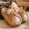 Pantuflas de Algodón Marmot para Mujer 2026 Nuevo Otoño Invierno para Interiores Hogar Felpa Cálida Suela Gruesa Antideslizantes Pantuflas de Algodón para Mujer