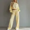 Conjunto de Moletom Casual Minimalista de Manga Curta/Longa e Calça Wide-Leg Estilo Europeu e Americano Outono/Inverno 2026
