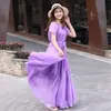 Vestido de Tencel de Verano para Vacaciones en la Costa, Adelgazante, Moderno y Elegante, de Color Sólido, Manga Corta, Largo para la Playa