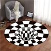 Alfombra redonda de visión estéreo 3D de remolino blanco y negro transfronteriza geométrica para sala de estar dormitorio alfombra arte mesa de centro alfombra de piso