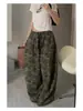 Pantalones casuales holgados, estilo callejero de moda retro americano, holgados oversize, estilo casual, pantalones de pierna ancha con cordón de camuflaje