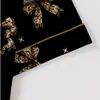 Fabricante de Conjunto de Pijama Cardigan Preto de Seda Leite Transfronteiriço Europeu e Americano para Mulheres, Shorts de Manga Curta, Roupa de Casa Casual Respirável