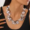 Aretes de Diamante de Resina Coloridos Estilo Medieval Europeo y Americano Collar Cadena Clavicular de Lujo Accesible Set de Joyería de Moda para Mujeres