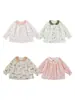 Wulibu-1 2026 Otoño Nueva Moda Linda Camisa de Manga Larga para Niñas con Estampado Completo y Cuello de Solapa de Color Contrastante