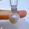 Acessórios DIY Joias de Pérola Prata S925 Montagem Geométrica Quadrada Simples Pérola de Água Doce Genuína de Zhejiang Pingente com Furo Grande