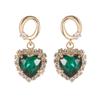 Nuevos Pendientes Colgantes de Cristal con Forma de Corazón de Melocotón para Mujer, Joyería de Acero Inoxidable con Cadena, Estilo Nicho de Lujo Ligero, Todo Fósforo