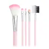 Set de Cinco Brochas Rosas Ashariya, Brocha para Sombras de Ojos, Brocha de Maquillaje, Brocha para Cejas, Brocha para Rubor, Set Portátil, Herramientas de Belleza