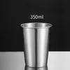 Taza de acero inoxidable de una sola capa para jugo, bebida fría, cerveza, enjuague bucal, taza de café estilo ins con tapa, resistente a caídas, Taza de agua con marcas