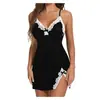 Roupa de Dormir Feminina Renda Seda Cetim Camisola Lingerie Sexy Sem Mangas Camisolas Decote V Camisola Camisola Roupa de Dormir Camisas de Dormir