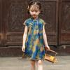 Meninas Cheongsam Verão Novo Estilo Chinês Tang Terno Estilo Ocidental Vestido Meninas Estilo Chinês Melhorado Retro Hanfu Vestido