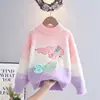 Suéter para Meninas Outono/Inverno 2026 Estilo Sereia Elegante com Forro de Lã Malha Grossa para Meninas Mais Velhas Camada Base Quente
