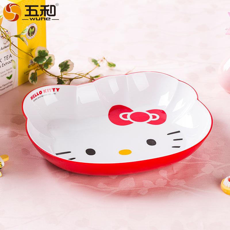 五和A5密胺餐具Hello Kitty凯蒂猫头型盘饭盘KT-