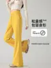 Pantalones Deportivos Acampanados Amarillos Transfronterizos para Mujer, Nuevo Estilo Primavera/Verano 2026, Pantalones de Chándal Casual de Pierna Ancha Petite