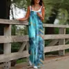 Gran cantidad de ropa de mujer cruzada europea y americana de punto en el sitio independiente de Amazon, mono de moda con estampado de tirantes, bolsillo y pierna ancha