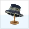 Sombrero de Ala de Pelo Lavable al Agua Estilo Coreano para Mujer Sombrero de Pescador Desgastado Sombrero de Cubeta Vintage Lavado de Mezclilla Sombrero de Sol Antiguo con Degradado de Moda