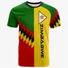 Bandera de Zimbabue y Emblema Nacional Patrón Impresión 3D Transfronterizo Nuevo Camiseta de Manga Corta para Hombre Venta Directa de Fábrica Suministro